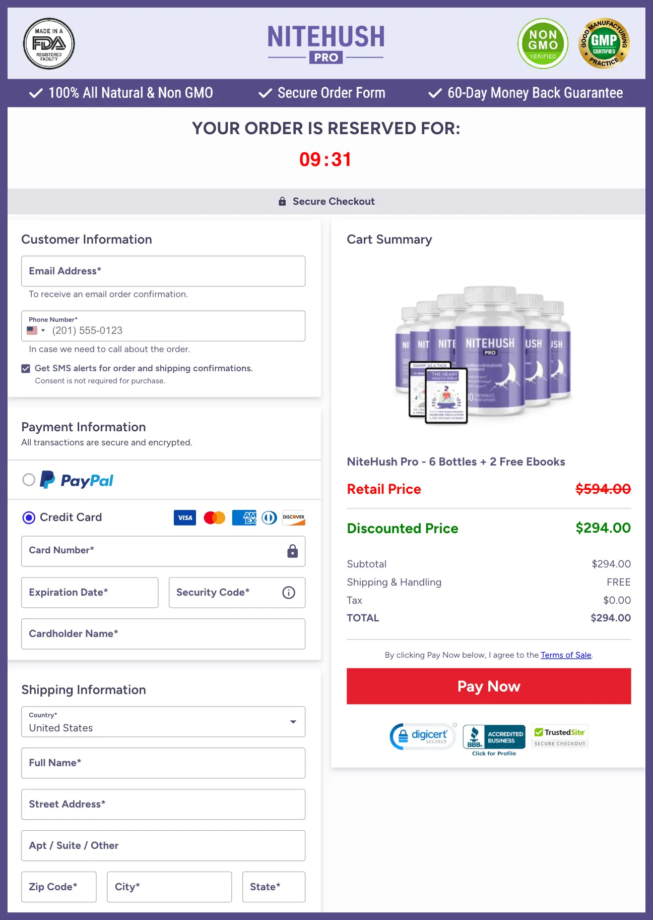 NiteHush Pro Official Website Secure Order Page
